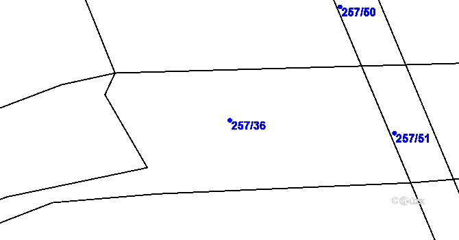 Parcela st. 257/36 v KÚ Nepomuk pod Třemšínem, Katastrální mapa