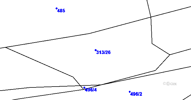 Parcela st. 313/26 v KÚ Nepomuk pod Třemšínem, Katastrální mapa
