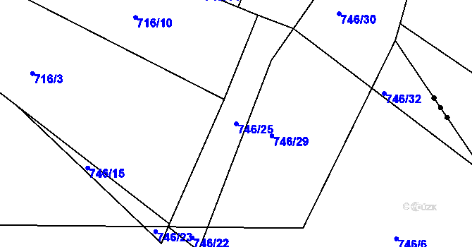 Parcela st. 746/25 v KÚ Nepomuk pod Třemšínem, Katastrální mapa