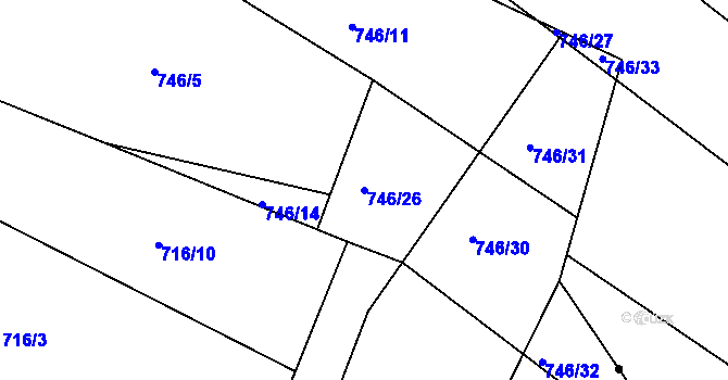 Parcela st. 746/26 v KÚ Nepomuk pod Třemšínem, Katastrální mapa