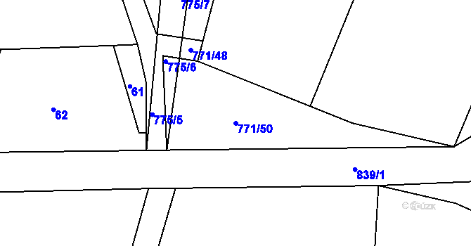 Parcela st. 771/50 v KÚ Nepomuk pod Třemšínem, Katastrální mapa