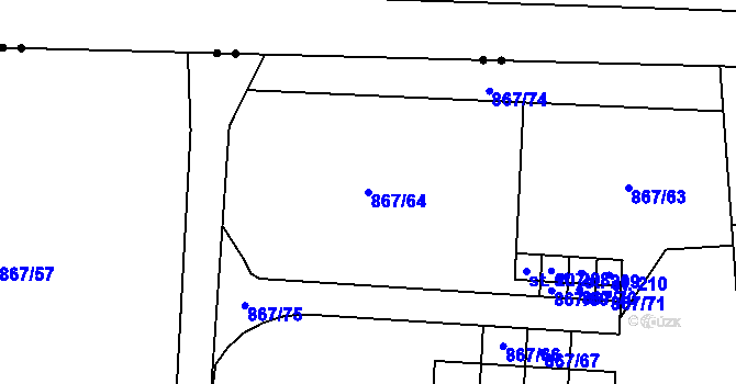 Parcela st. 867/64 v KÚ Nepomuk pod Třemšínem, Katastrální mapa