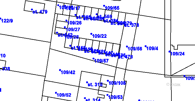 Parcela st. 447 v KÚ Dvorec, Katastrální mapa