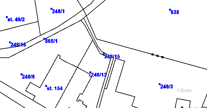 Parcela st. 248/15 v KÚ Dvorec, Katastrální mapa