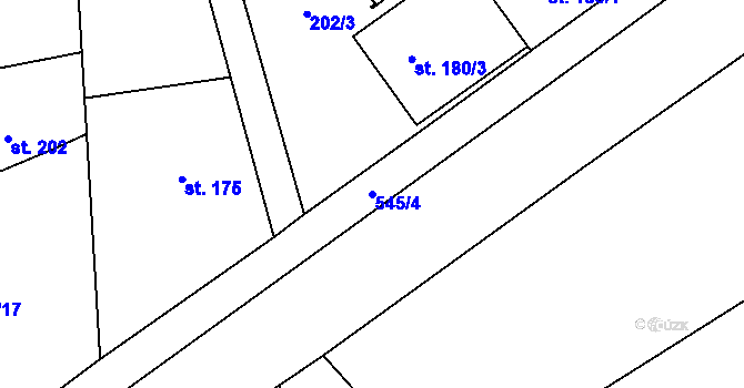 Parcela st. 545/4 v KÚ Dvorec, Katastrální mapa
