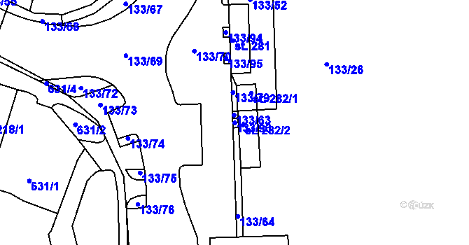 Parcela st. 133/93 v KÚ Dvorec, Katastrální mapa