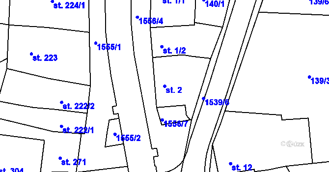 Parcela st. 2 v KÚ Nepomuk, Katastrální mapa