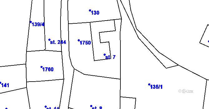 Parcela st. 7 v KÚ Nepomuk, Katastrální mapa