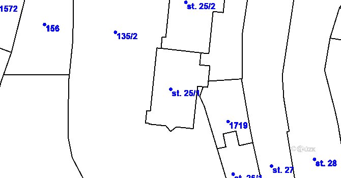 Parcela st. 25/1 v KÚ Nepomuk, Katastrální mapa