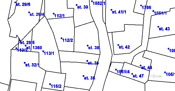 Parcela st. 38 v KÚ Nepomuk, Katastrální mapa