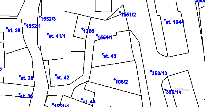 Parcela st. 43 v KÚ Nepomuk, Katastrální mapa