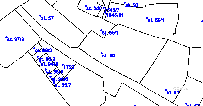 Parcela st. 60 v KÚ Nepomuk, Katastrální mapa