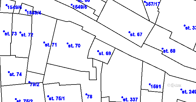 Parcela st. 69 v KÚ Nepomuk, Katastrální mapa