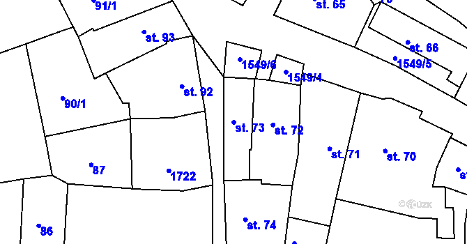 Parcela st. 73 v KÚ Nepomuk, Katastrální mapa
