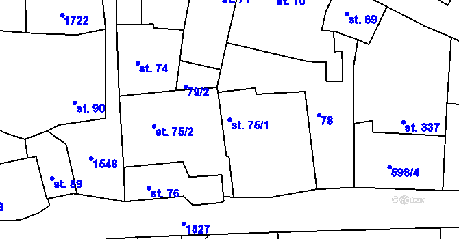 Parcela st. 75/1 v KÚ Nepomuk, Katastrální mapa