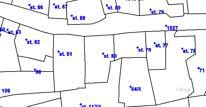 Parcela st. 80 v KÚ Nepomuk, Katastrální mapa