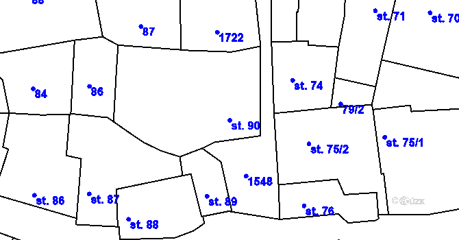 Parcela st. 90 v KÚ Nepomuk, Katastrální mapa