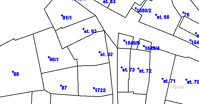 Parcela st. 92 v KÚ Nepomuk, Katastrální mapa