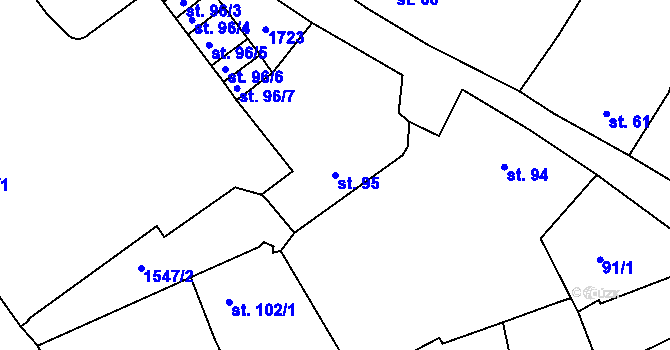 Parcela st. 95 v KÚ Nepomuk, Katastrální mapa
