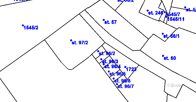 Parcela st. 96/2 v KÚ Nepomuk, Katastrální mapa