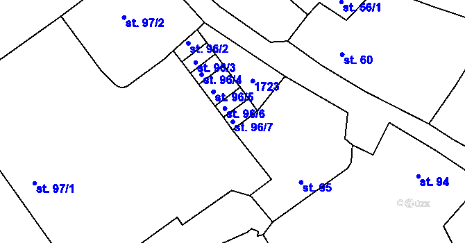 Parcela st. 96/7 v KÚ Nepomuk, Katastrální mapa
