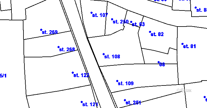 Parcela st. 108 v KÚ Nepomuk, Katastrální mapa