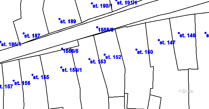 Parcela st. 152 v KÚ Nepomuk, Katastrální mapa