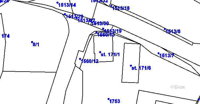 Parcela st. 171/1 v KÚ Nepomuk, Katastrální mapa