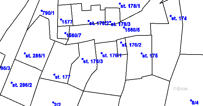 Parcela st. 176/1 v KÚ Nepomuk, Katastrální mapa