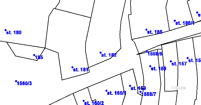 Parcela st. 182 v KÚ Nepomuk, Katastrální mapa