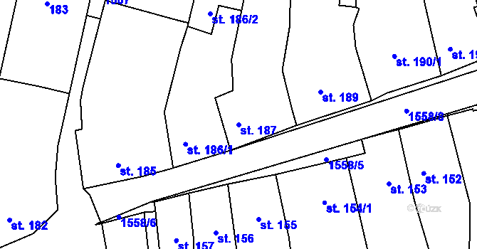 Parcela st. 187 v KÚ Nepomuk, Katastrální mapa