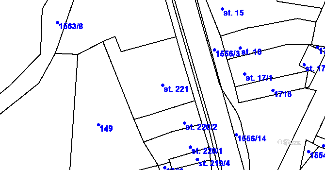 Parcela st. 221 v KÚ Nepomuk, Katastrální mapa