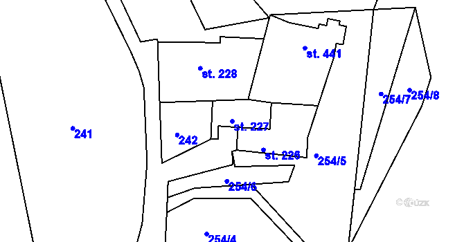 Parcela st. 227 v KÚ Nepomuk, Katastrální mapa