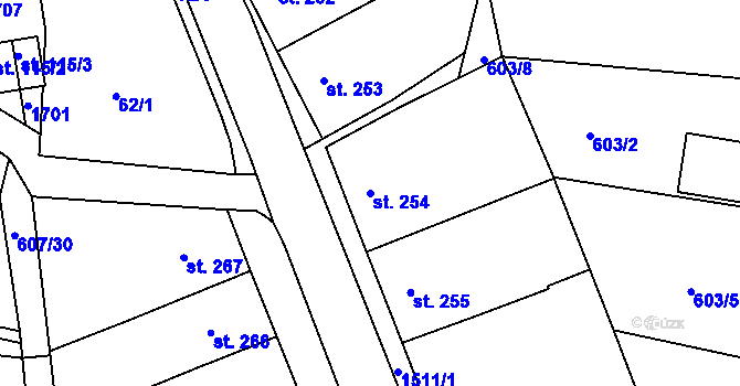 Parcela st. 254 v KÚ Nepomuk, Katastrální mapa