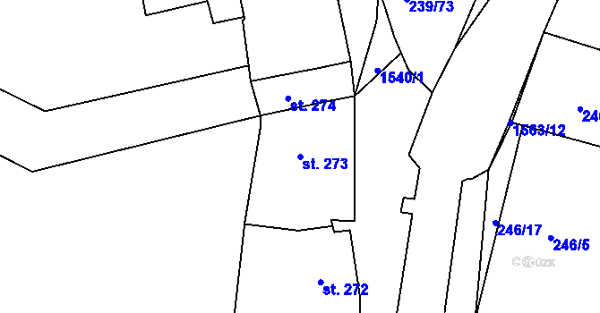 Parcela st. 273 v KÚ Nepomuk, Katastrální mapa