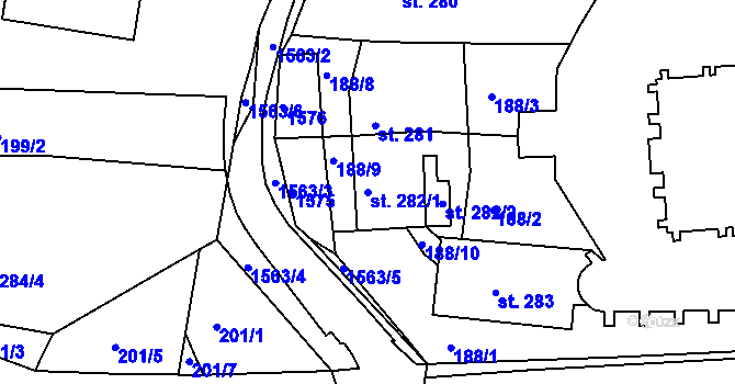 Parcela st. 282/1 v KÚ Nepomuk, Katastrální mapa