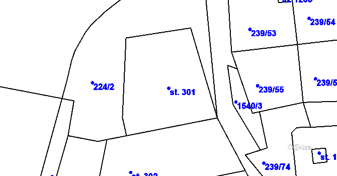 Parcela st. 301 v KÚ Nepomuk, Katastrální mapa