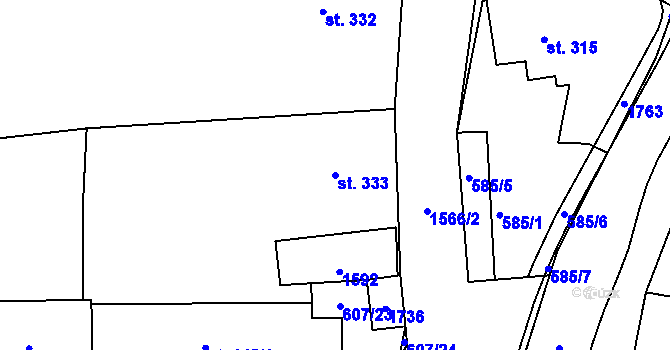 Parcela st. 333 v KÚ Nepomuk, Katastrální mapa
