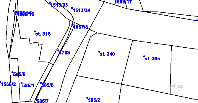 Parcela st. 340 v KÚ Nepomuk, Katastrální mapa