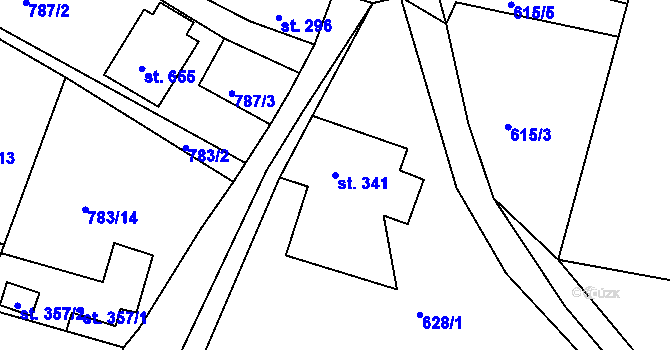 Parcela st. 341 v KÚ Nepomuk, Katastrální mapa