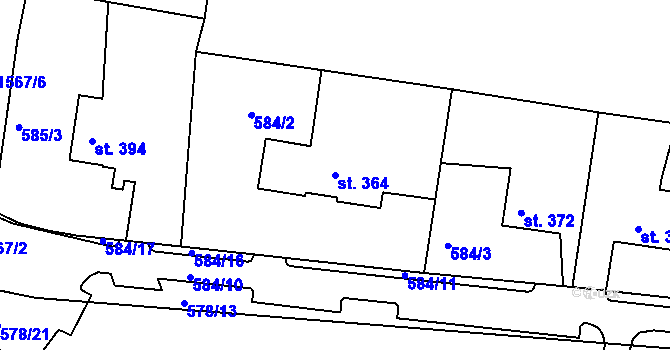 Parcela st. 364 v KÚ Nepomuk, Katastrální mapa