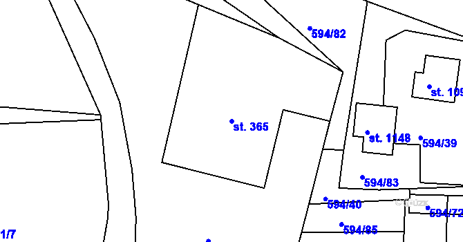 Parcela st. 365 v KÚ Nepomuk, Katastrální mapa