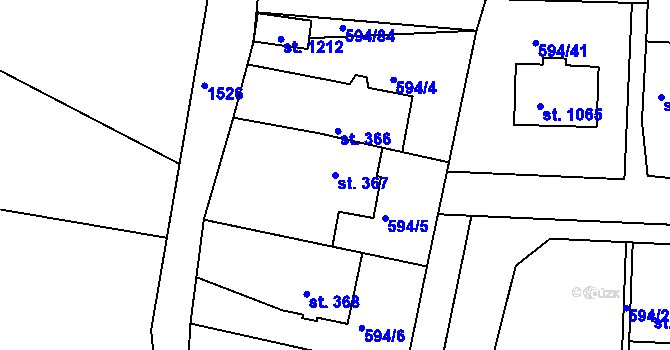 Parcela st. 367 v KÚ Nepomuk, Katastrální mapa