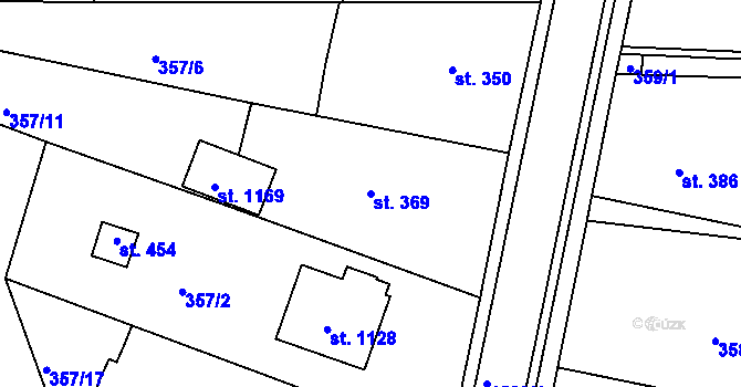 Parcela st. 369 v KÚ Nepomuk, Katastrální mapa