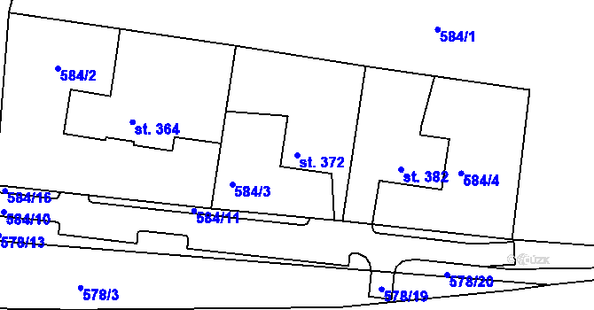 Parcela st. 372 v KÚ Nepomuk, Katastrální mapa