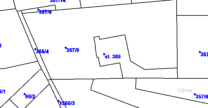 Parcela st. 385 v KÚ Nepomuk, Katastrální mapa