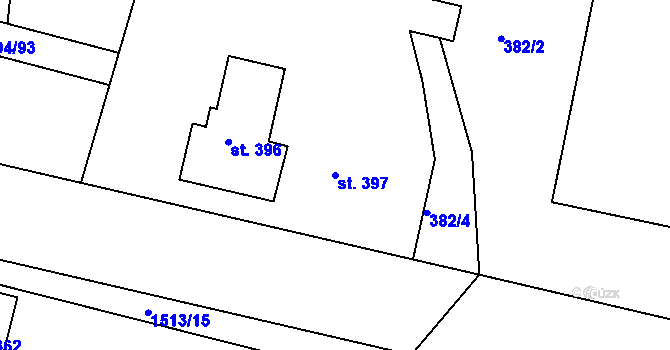 Parcela st. 397 v KÚ Nepomuk, Katastrální mapa