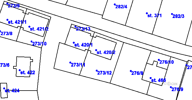 Parcela st. 420/2 v KÚ Nepomuk, Katastrální mapa