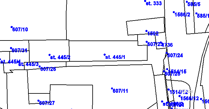 Parcela st. 445/1 v KÚ Nepomuk, Katastrální mapa