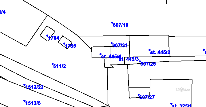 Parcela st. 445/4 v KÚ Nepomuk, Katastrální mapa